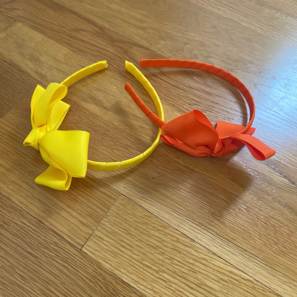 Girls yellow and orange bow headbands
